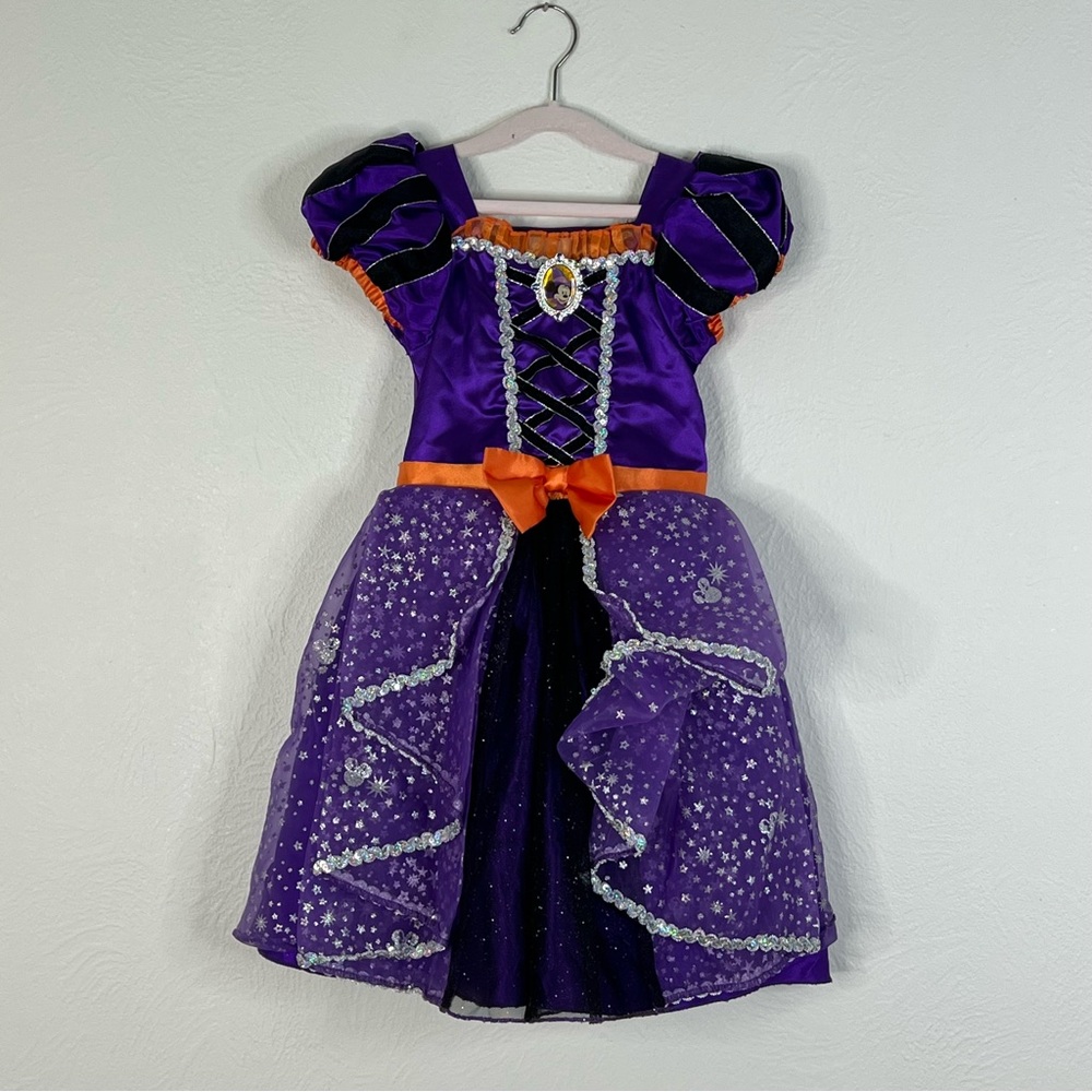 Disney Parks Minnie Witch Halloween Dress size 4 Purple and Orange Kids Costume